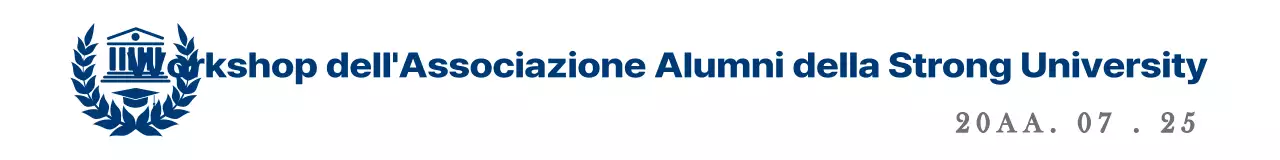 Semplice e pulito in blu e grigio con simboli universitari e accenti di logo Stile commemorativo per un workshop di riunione