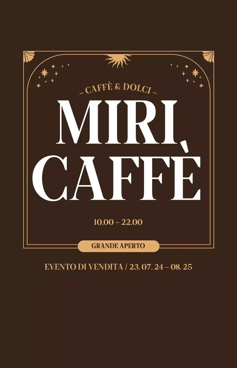 Promuovere lo sconto per l'apertura di un caffè con un'atmosfera beige su uno sfondo marrone