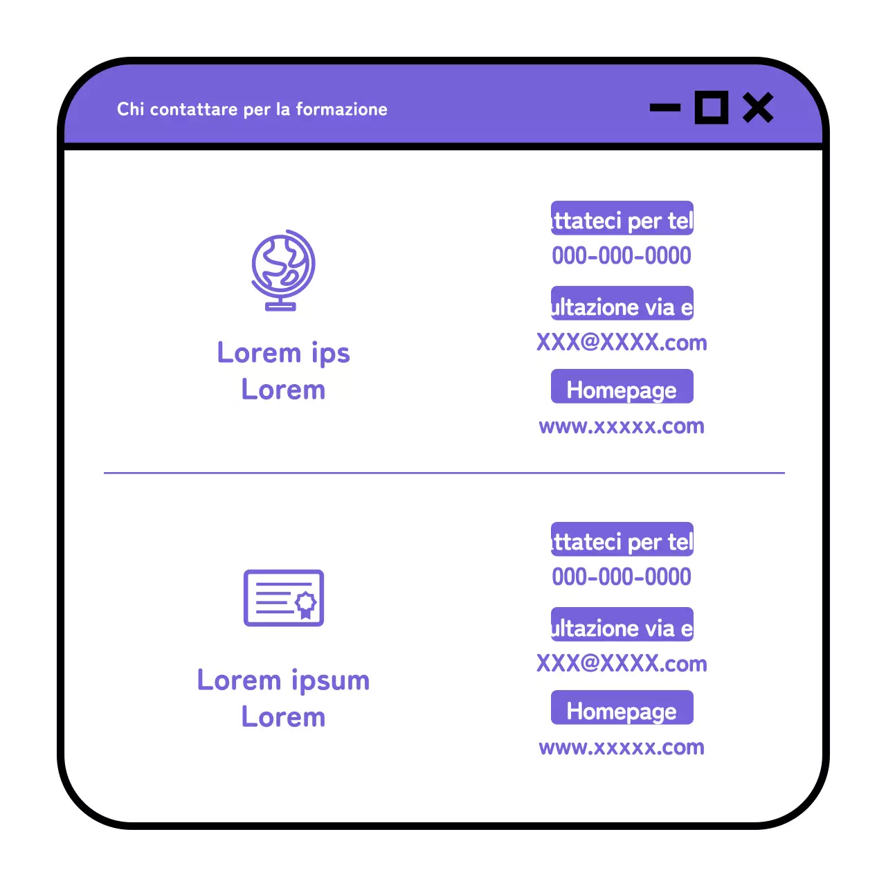 Una semplice proposta di reclutamento per una scuola imprenditoriale in giallo e malva