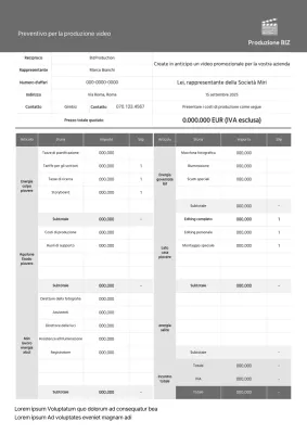 Il preventivo per la produzione di video promozionali in grigio
