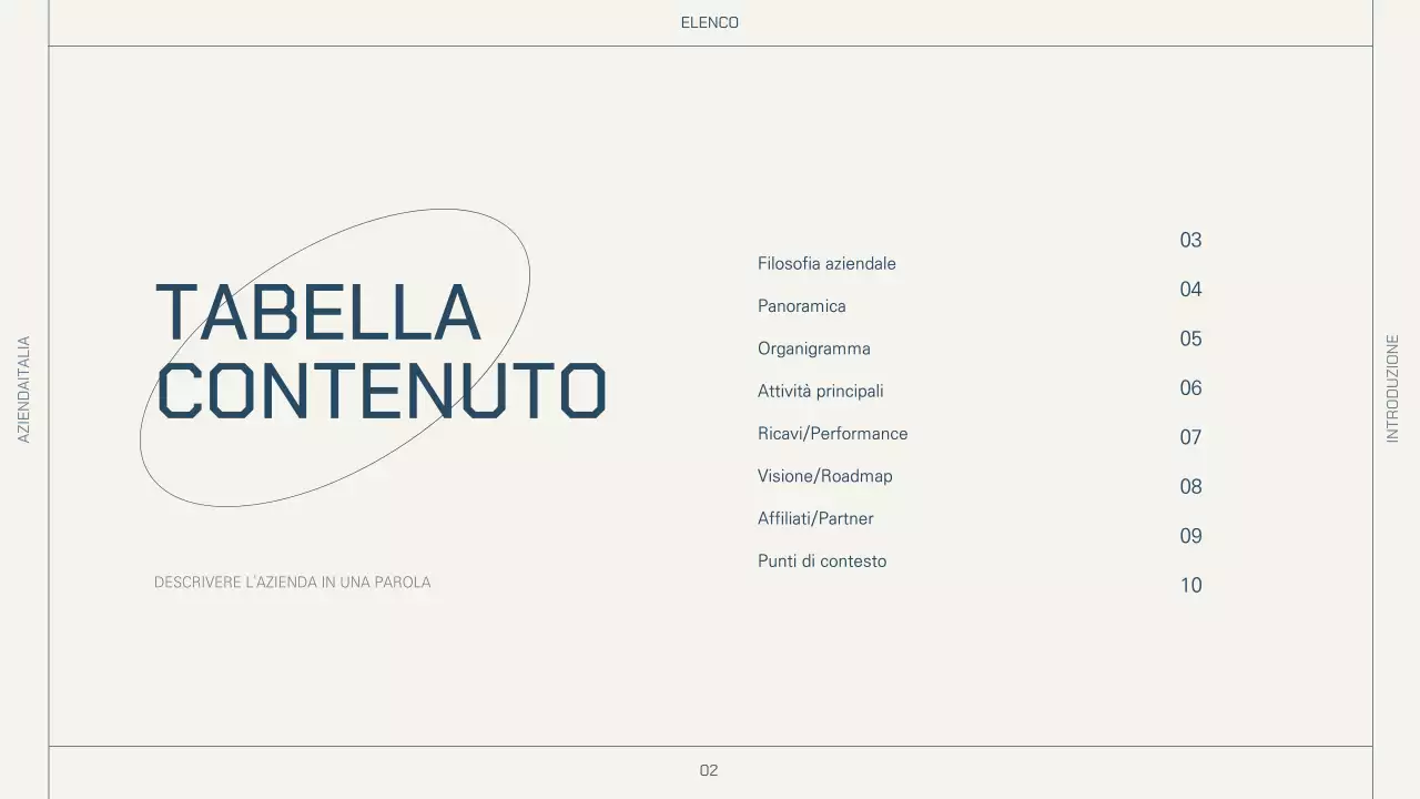 Layout semplice in beige e blu per un profilo aziendale