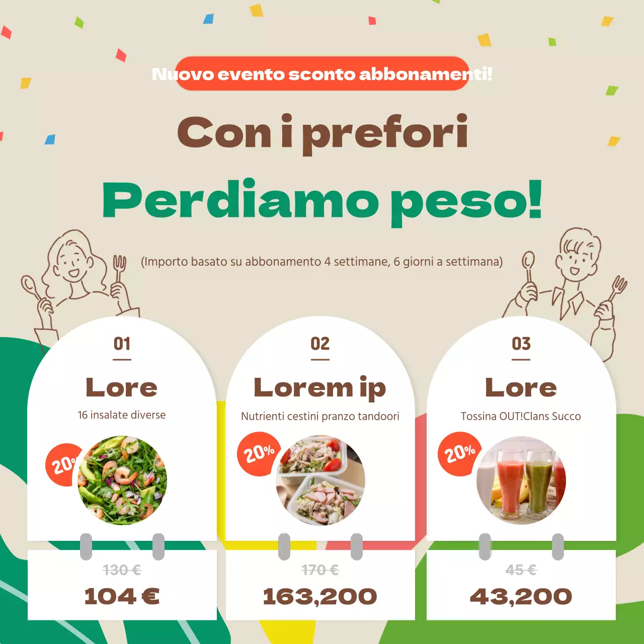 Offerte di abbonamento alla scatola per il pranzo della dieta verde e marrone