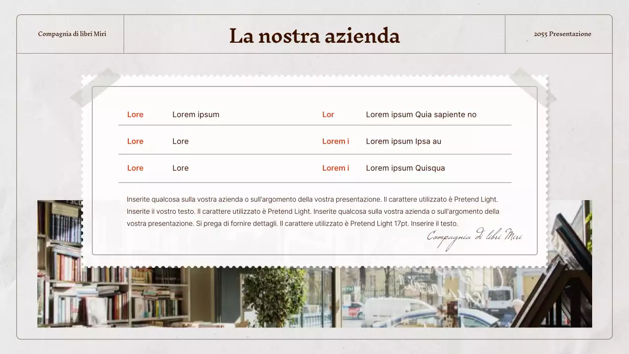 Un profilo aziendale vintage in beige e grigio