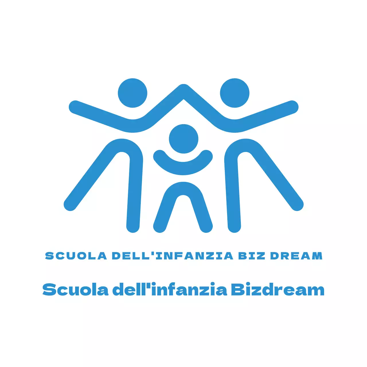 Simbolo umano semplice e pulito in stile logo in tinta unita blu chiaro per bambini in età prescolare