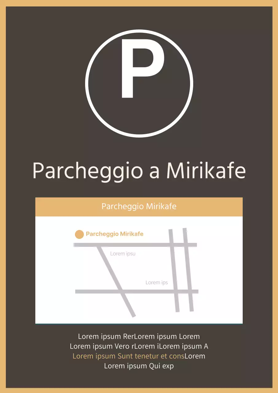 Poster marrone per il parcheggio di un bar