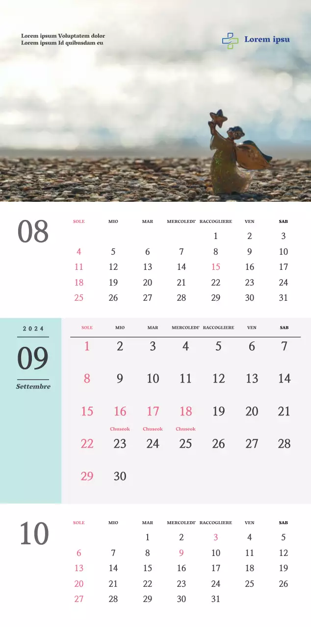 Calendario da parete della chiesa di semplice concezione in bianco e nero con foto religiose emozionali