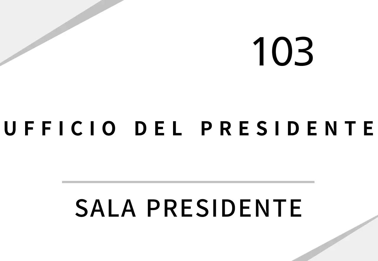 Cartello aziendale bianco con grafica pulita