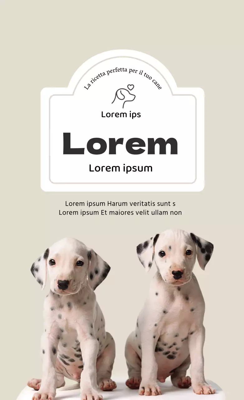 Etichetta alimentare beige per cuccioli