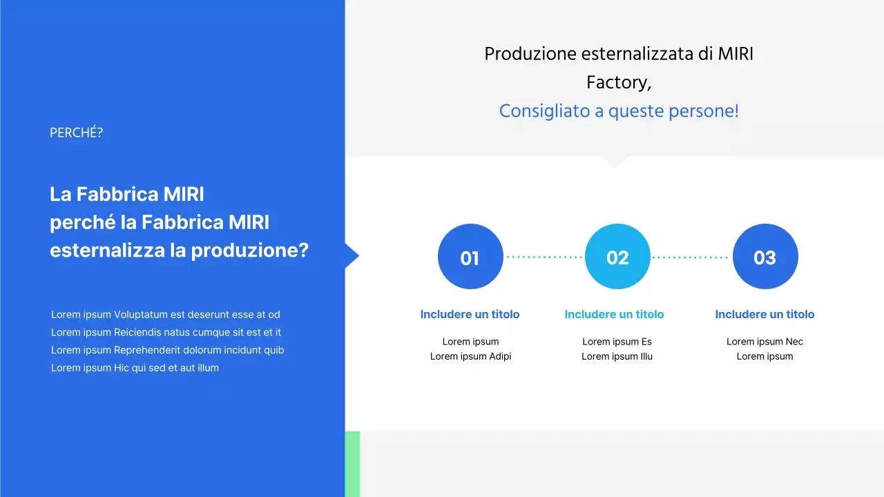 Presentazione della proposta di servizi di produzione in outsourcing di colore blu menta