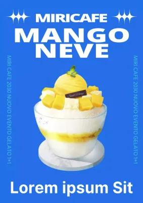 Promuovere il nuovo menu di granite con una semplice combinazione di colori blu.