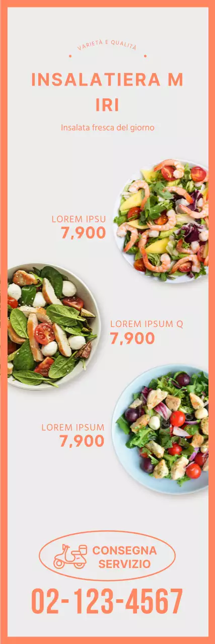 Striscione campione arancione per l'insalata