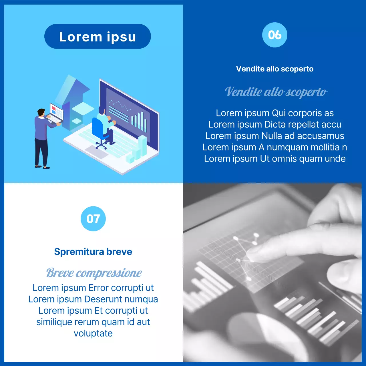 Illustrazioni e foto in evidenza in blu Glossario dei termini del trading azionario