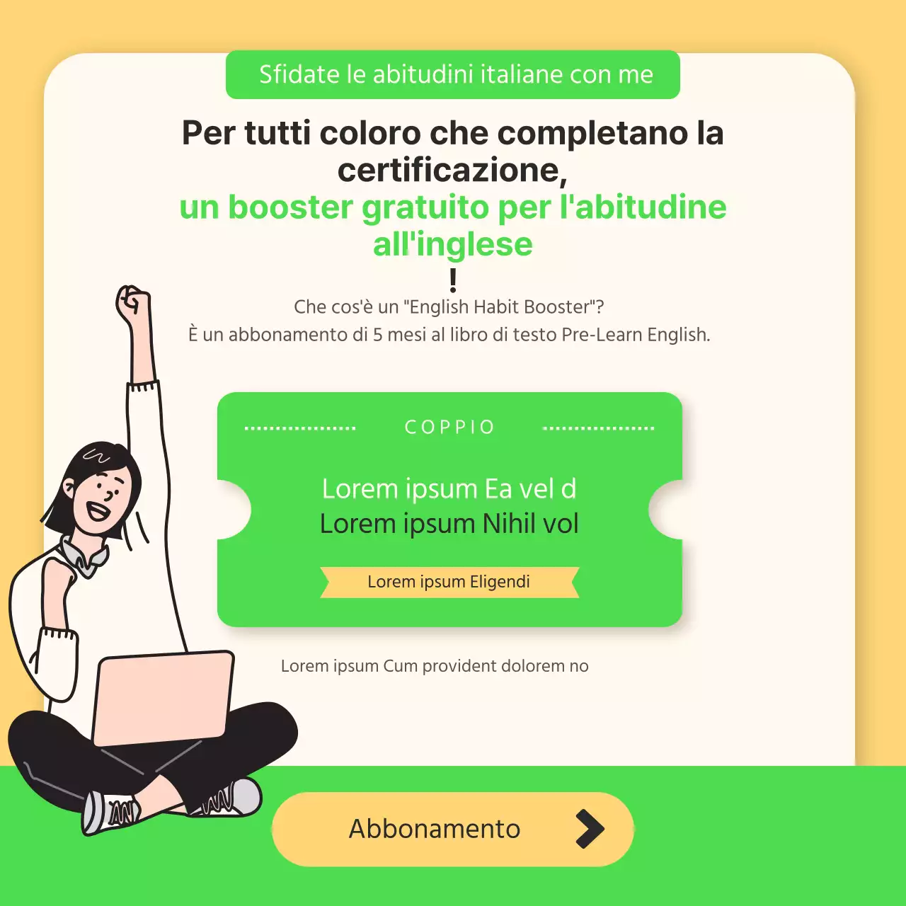 Sfida delle abitudini inglesi del nuovo anno in chartreuse e giallo