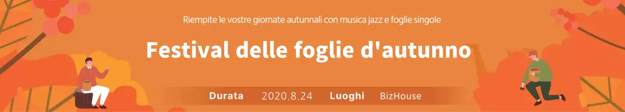 L'illustrazione arancione promuove il festival delle foglie d'autunno