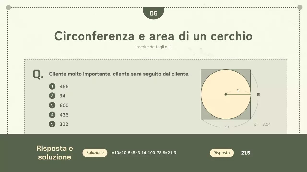 Concetti di geometria semplice verde Circonferenza e giorno della torta