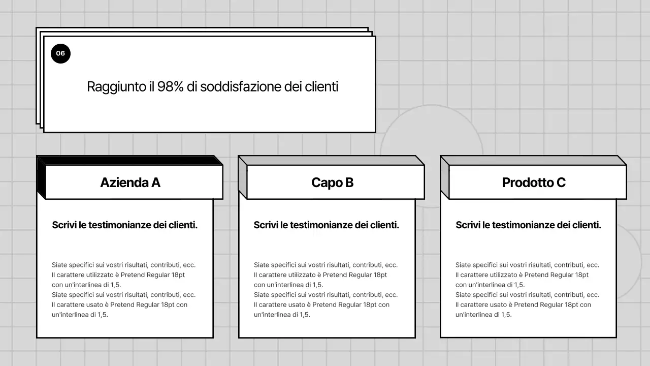 Un profilo aziendale grigio e geometrico per un'azienda PT