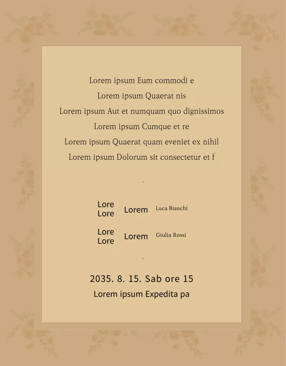 Dettagli della partecipazione di nozze