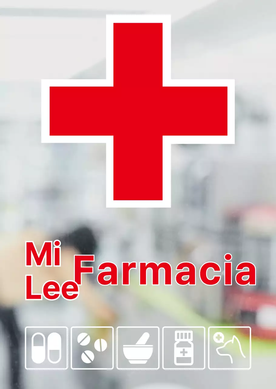 Farmacia in stile basic in rosso, blu e verde