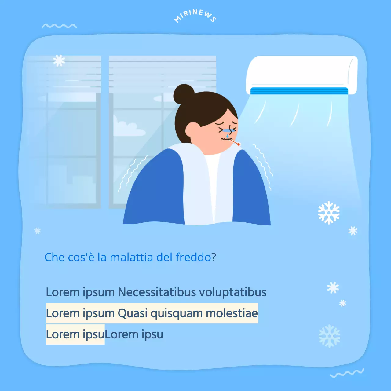 Illustrazione azzurra Come evitare di ammalarsi in estate