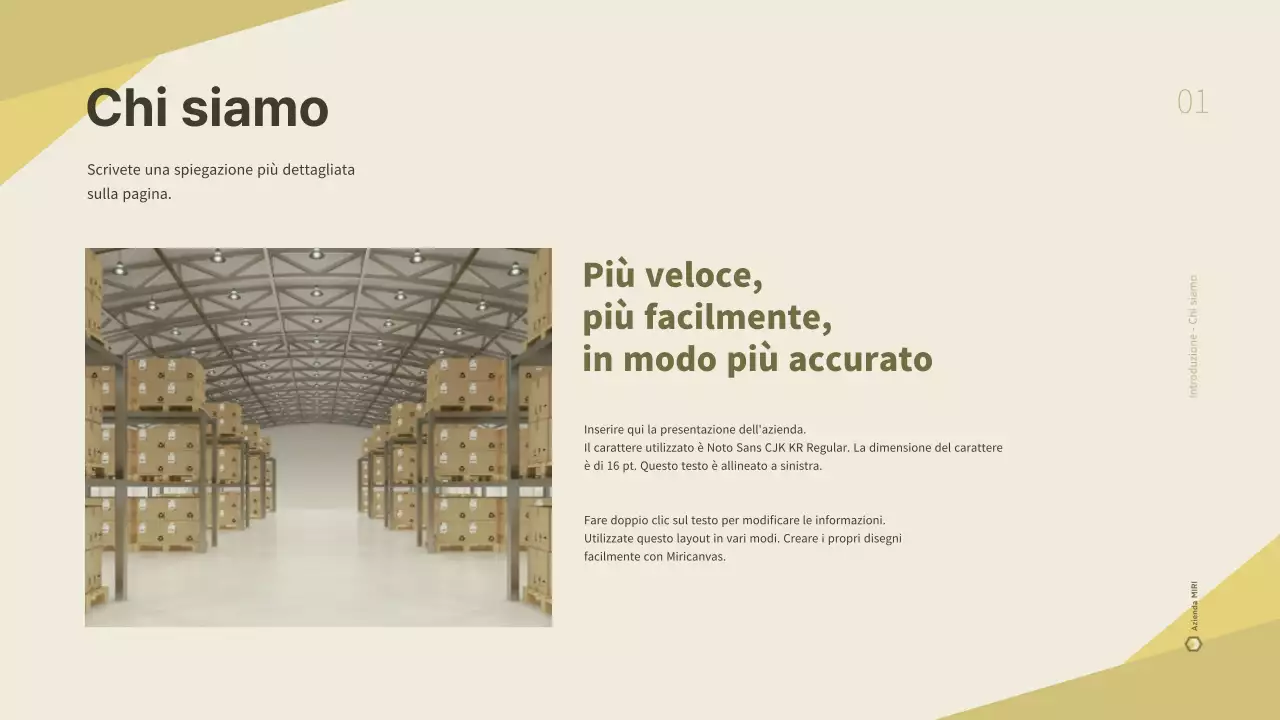 Un business plan pulito e giallo per un'azienda di logistica