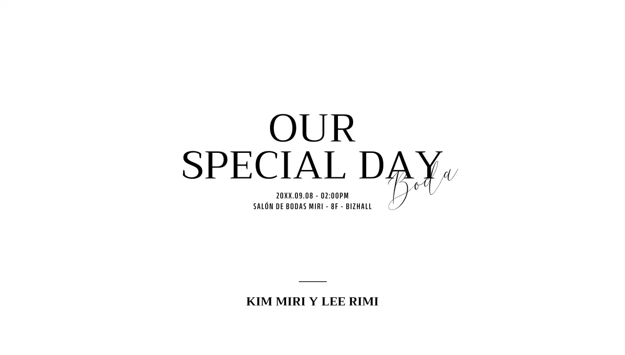 Para una invitación de boda sencilla con texto acentuado en cursiva negra