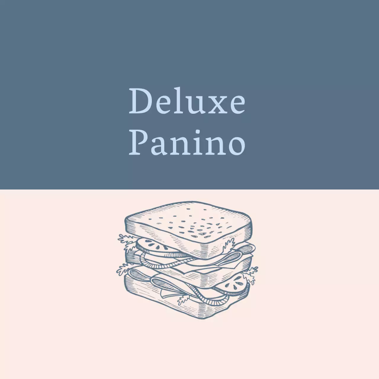 Illustrazione blu dell'etichetta vintage di un panino