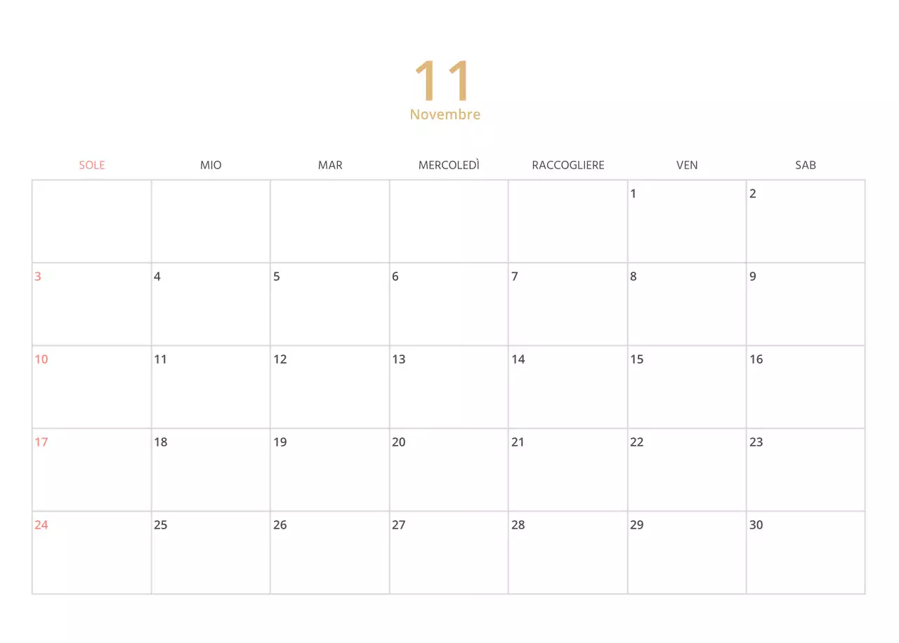 Calendario illustrato multicolore