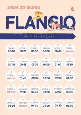 Esercizi Plank in blu navy e rosa Tavola della sfida di un mese