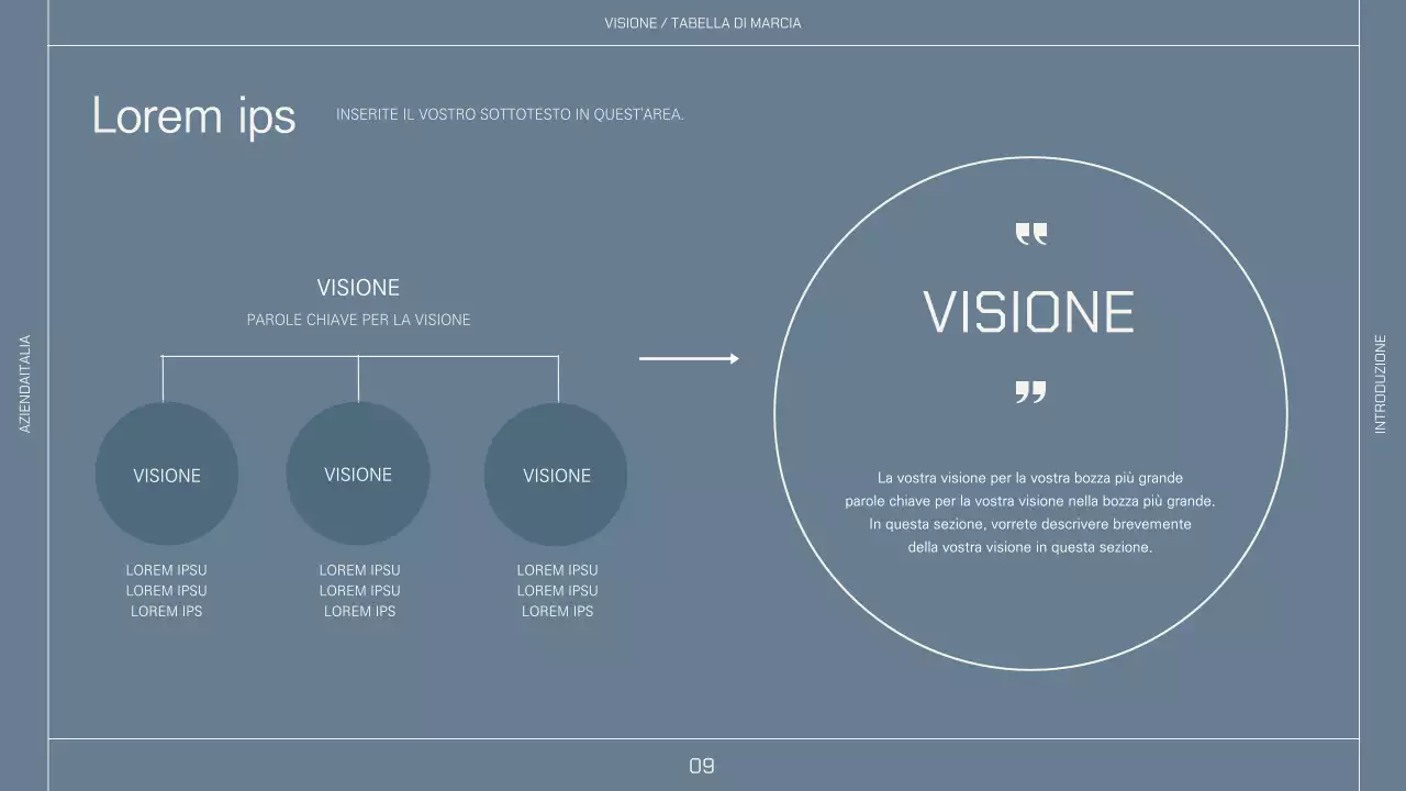 Layout semplice in beige e blu per un profilo aziendale