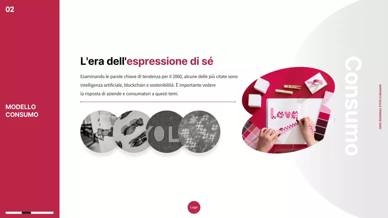 Tema del rapporto sulle tendenze di marketing con chip di colore rosa