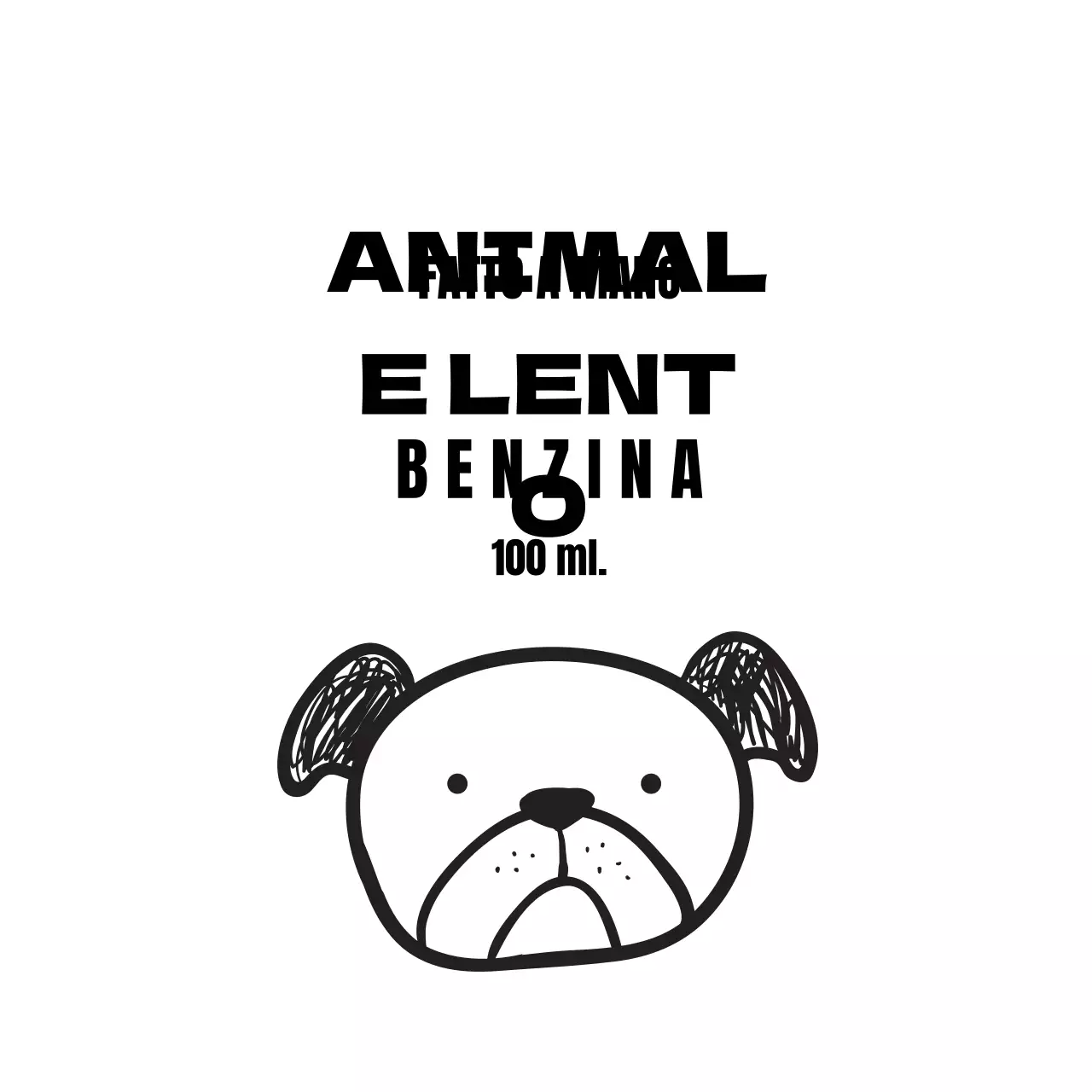 Etichetta dell'essenza illustrata in bianco e nero