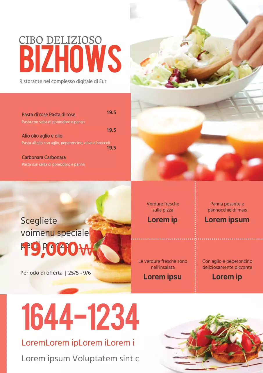 Promuovere il menu del vostro ristorante di pasta bizhouse