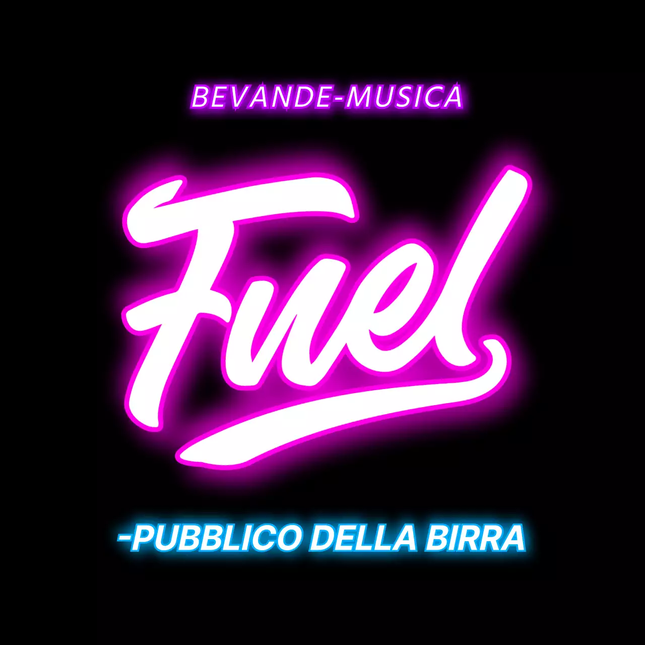 Insegne al neon con testi e illustrazioni relativi al brewpub in colori vivaci.