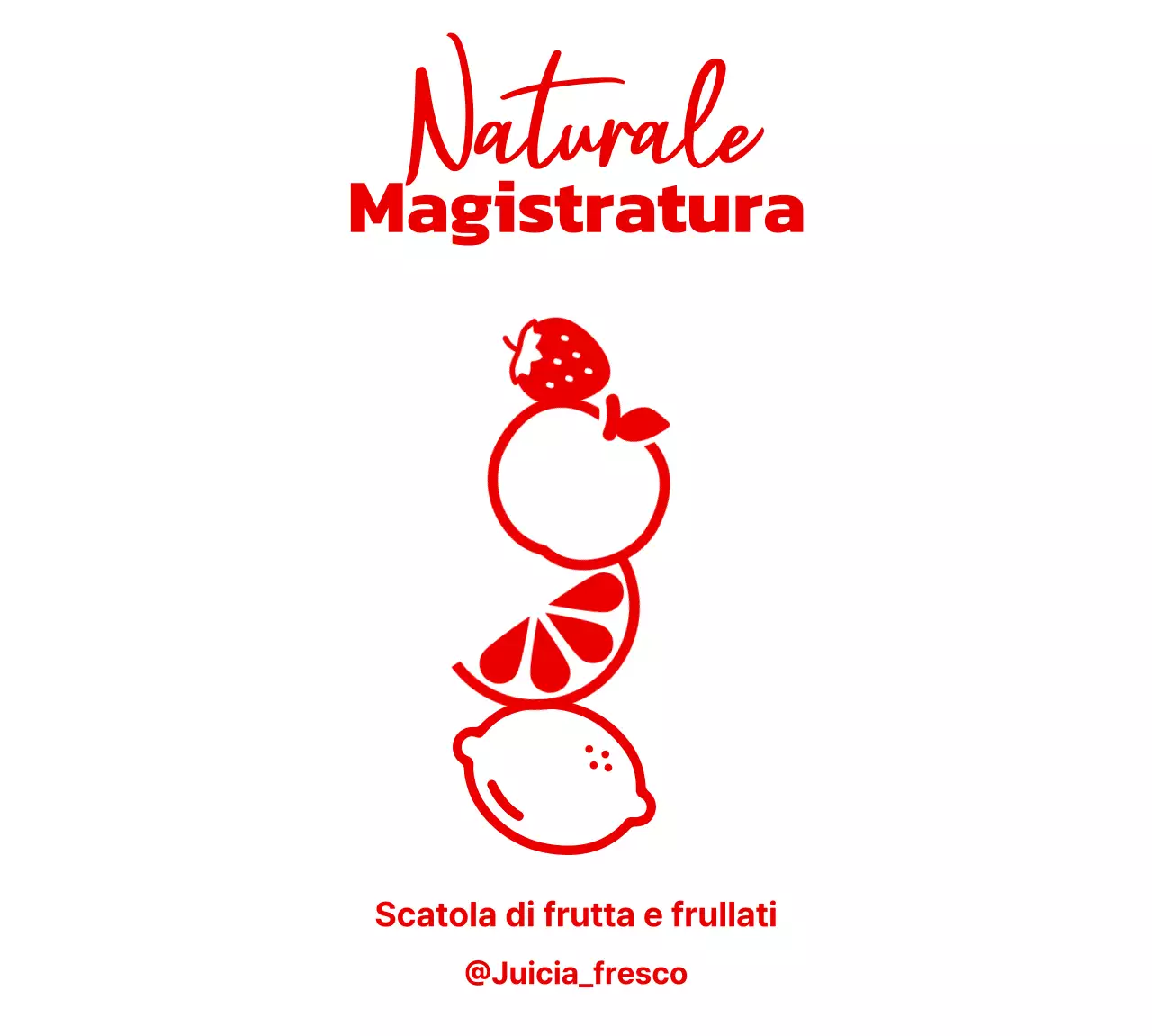 Un negozio di frullati con simpatiche illustrazioni di frutta fresca in rosso
