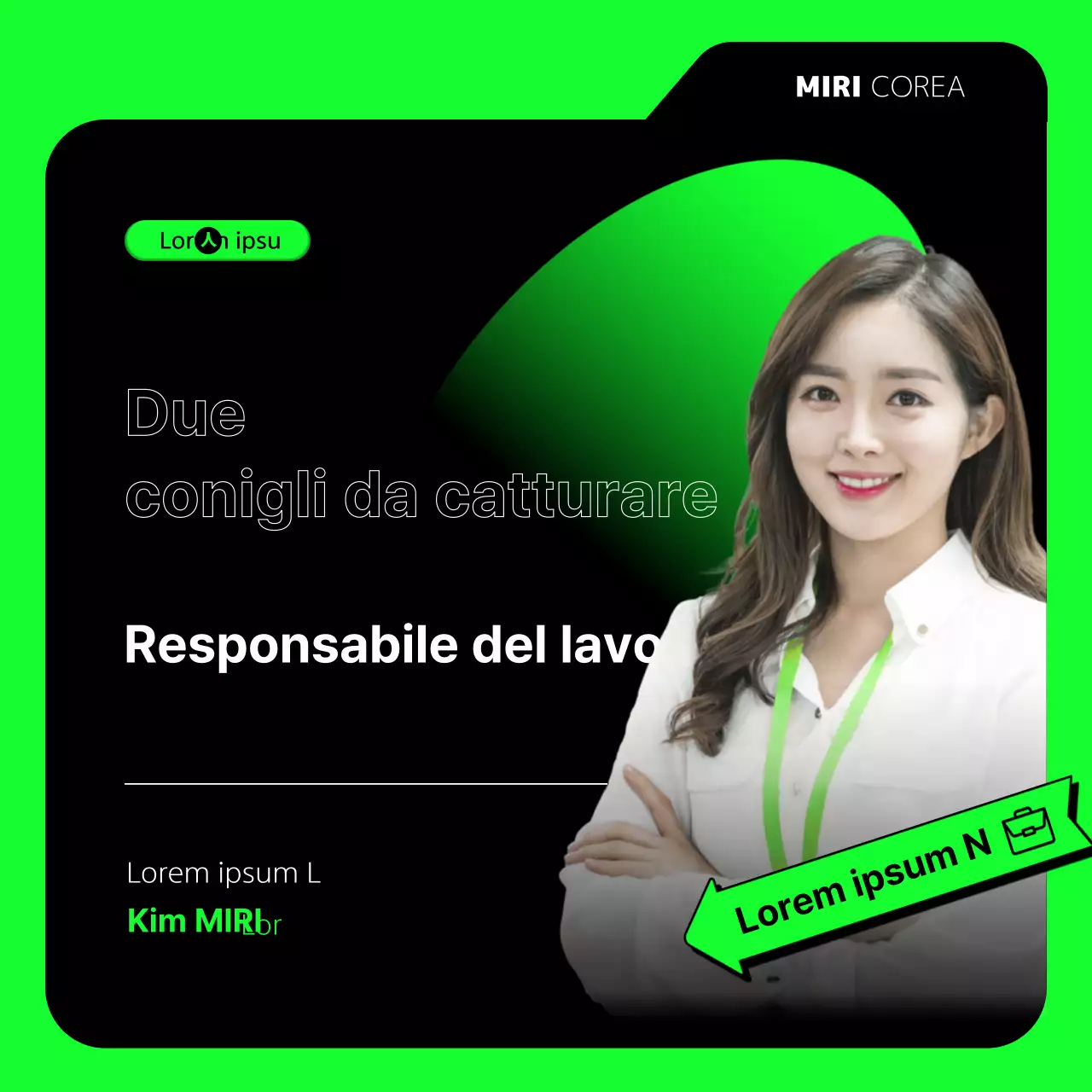 Un semplice post per un colloquio di lavoro, in bianco e nero fluorescente.