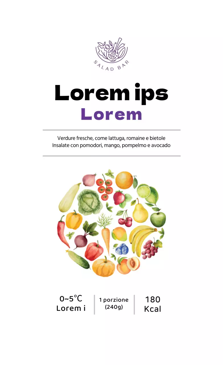 Etichetta illustrata viola per insalata