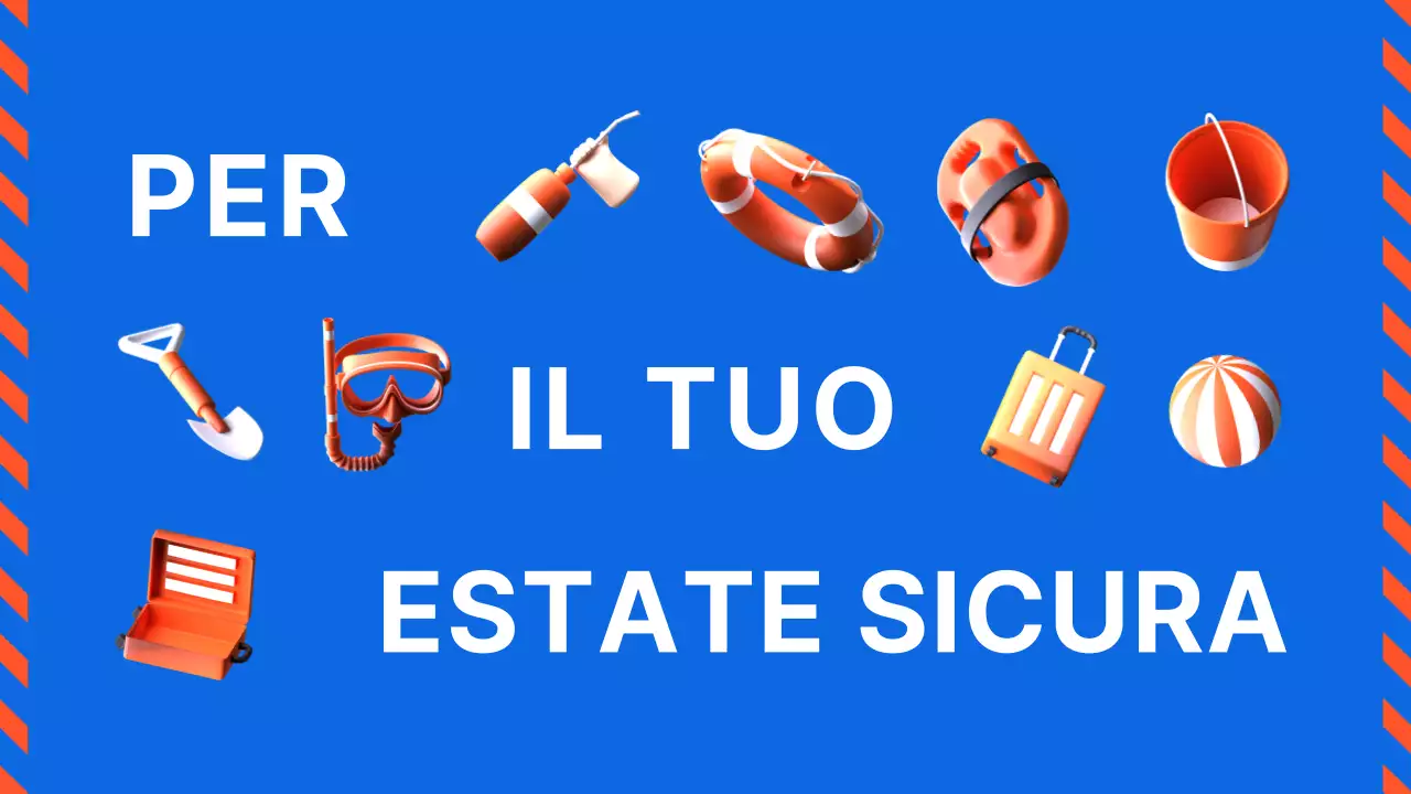 Una guida arancione e blu per la sicurezza in acqua in estate