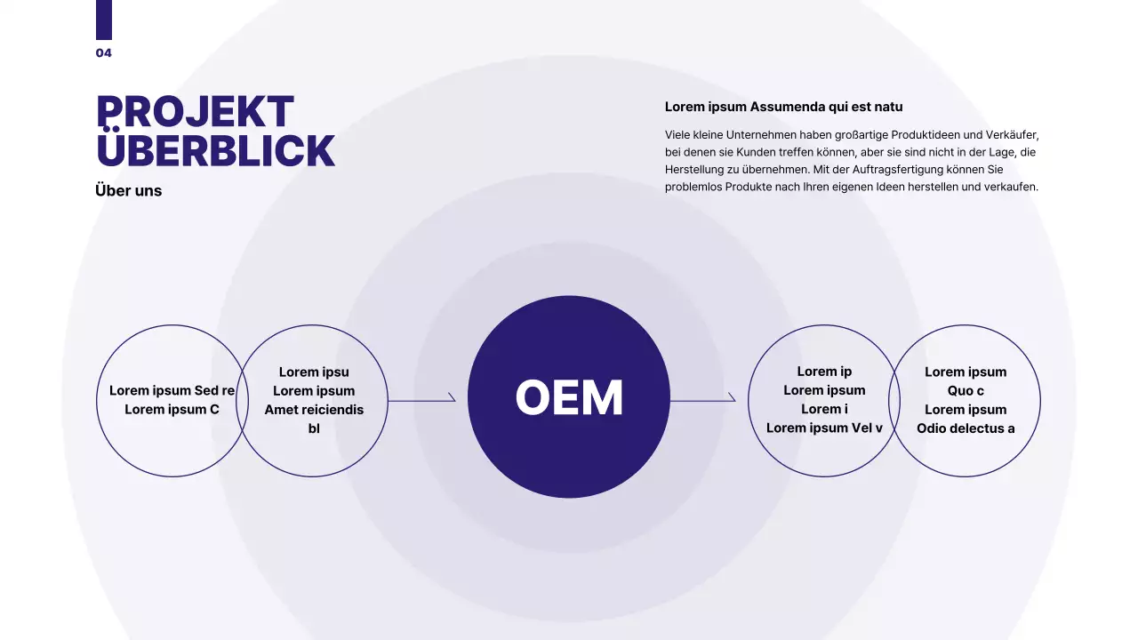 Ein organisierter Vorschlag mit einer blau gefärbten Kreisgrafik