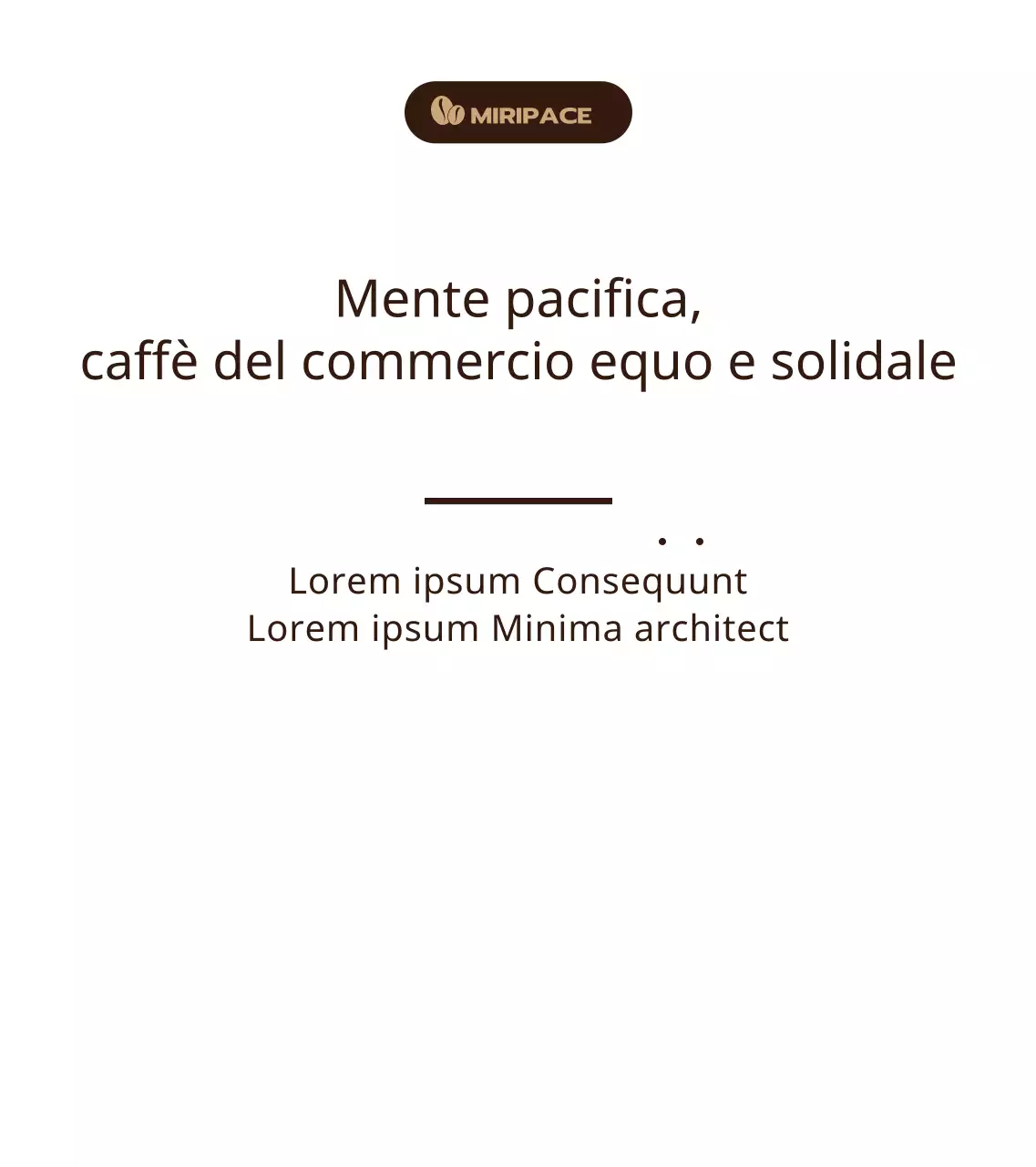 Informazioni sul caffè equo e solidale di colore marrone e testo semplice sullo scaffale