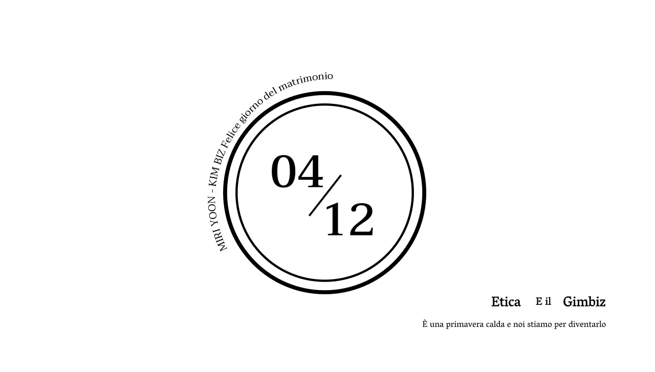 Busta cartolina invito matrimonio primavera calda con testo nero e illustrazione circolare