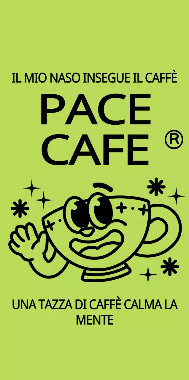 Tazza da caffè carina e alla moda in stile personaggio verde lime e nero per il merchandising dei bar