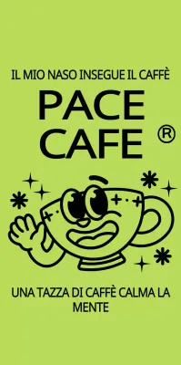 Tazza da caffè carina e alla moda in stile personaggio verde lime e nero per il merchandising dei bar