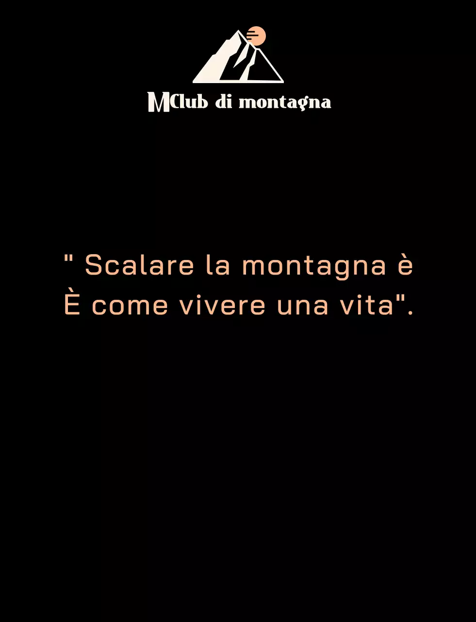 Club di montagna con illustrazioni di montagne in nero e arancione
