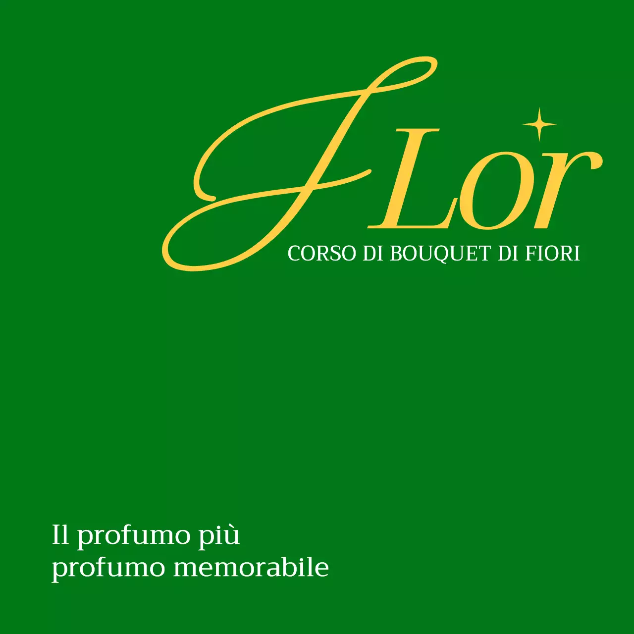 Un semplice testo verde e giallo per promuovere un negozio di fioristi