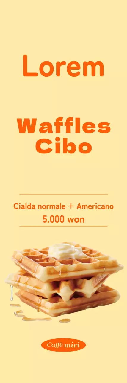 Promuovete un menu a cialde pulito con accenti arancioni su sfondo giallo