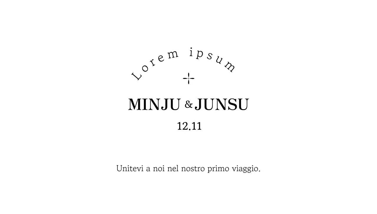 Una semplice busta per inviti di nozze classici con testo e illustrazioni in nero.