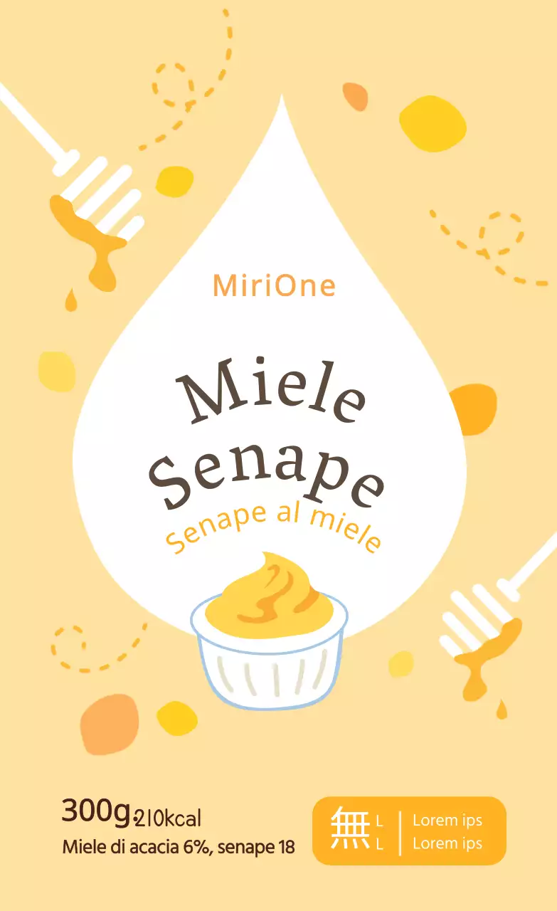 Adesivi per salse con cerchio giallo miele e mostarda