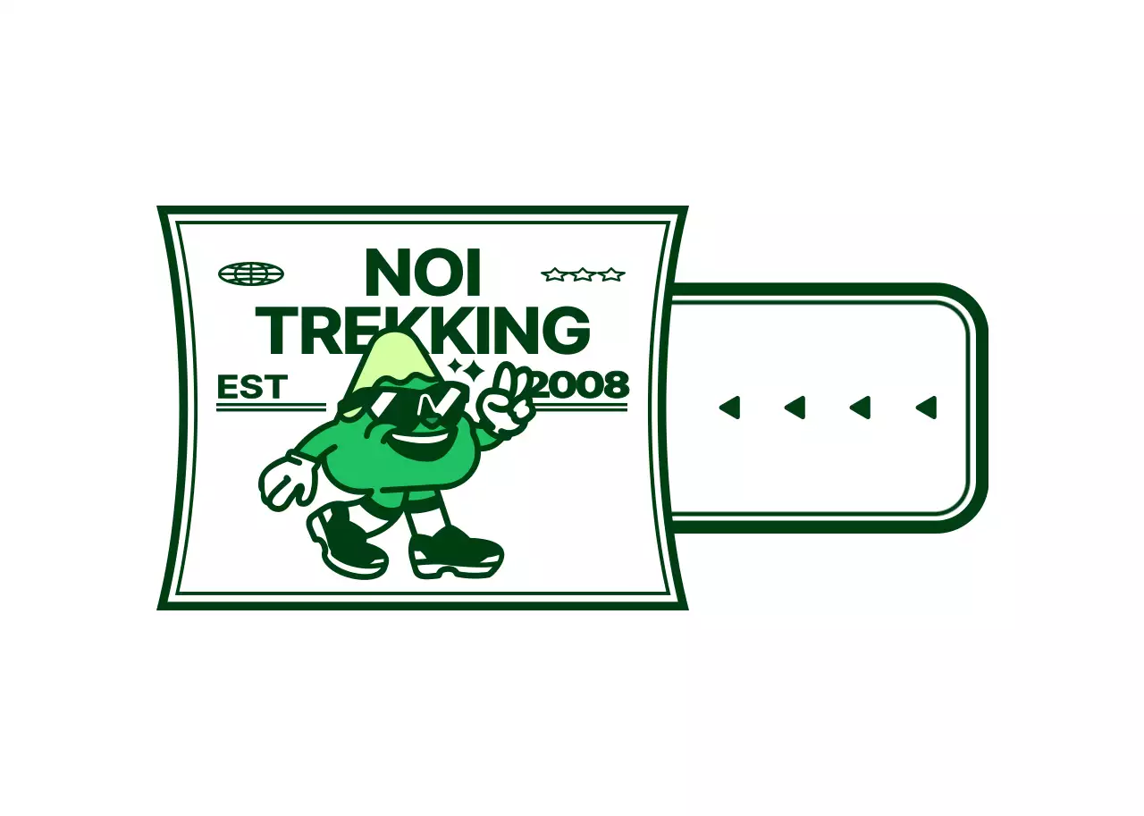 Regalo per club in stile logo con un simpatico personaggio di montagna in verde e bianco.