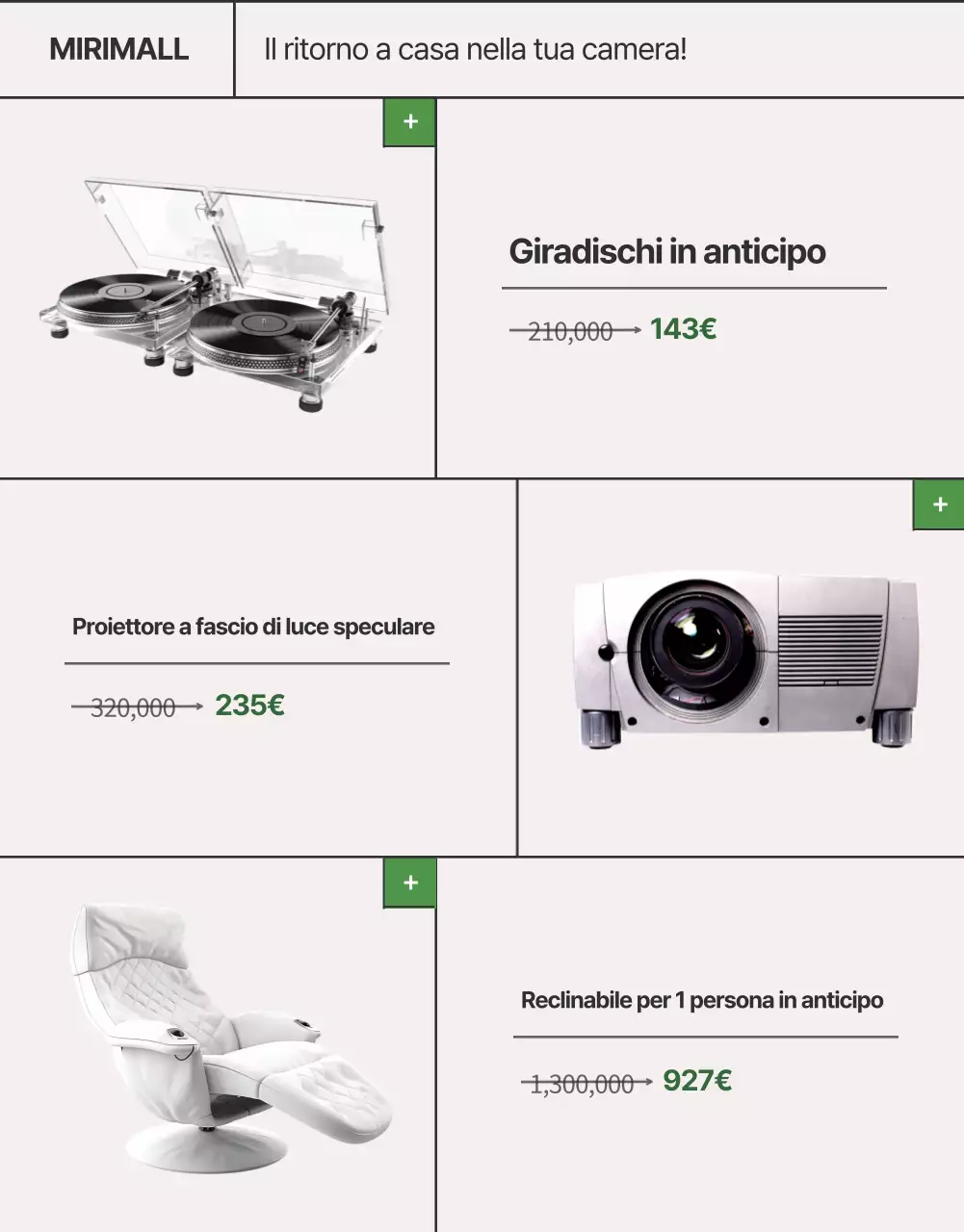 Mobili estivi in beige e verde