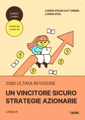 Copertina di stock picking con illustrazione di frecce e persone nei toni dell'arancione e del giallo